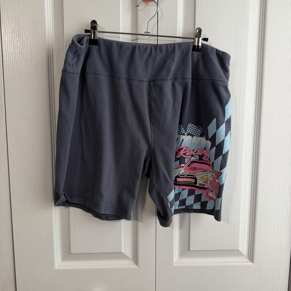 Hello Kitty Gray Tokyo Racing Biker Shorts Comfy Travel Beach Vacation Summer